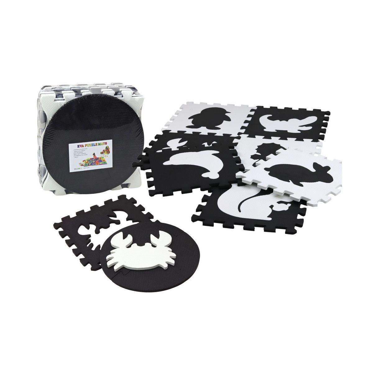 Mata dla malucha Lean Puzzle Mata Kontrastowa Edukacyjna Pianka EVA Czarno-Białe 19 ele. (17481)