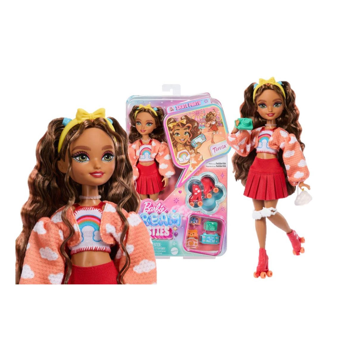 Lalka Barbie Dream Besties modowa Teresa na wrotkach + akcesoria [mm:] 290 (JFX98)