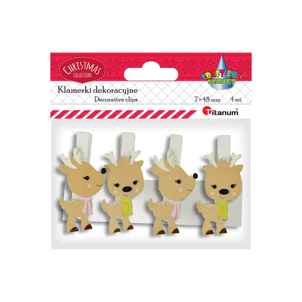 Ozdoba drewniana Craft-Fun Series klamerki XMAS renifery Titanum (AQE19118-3)