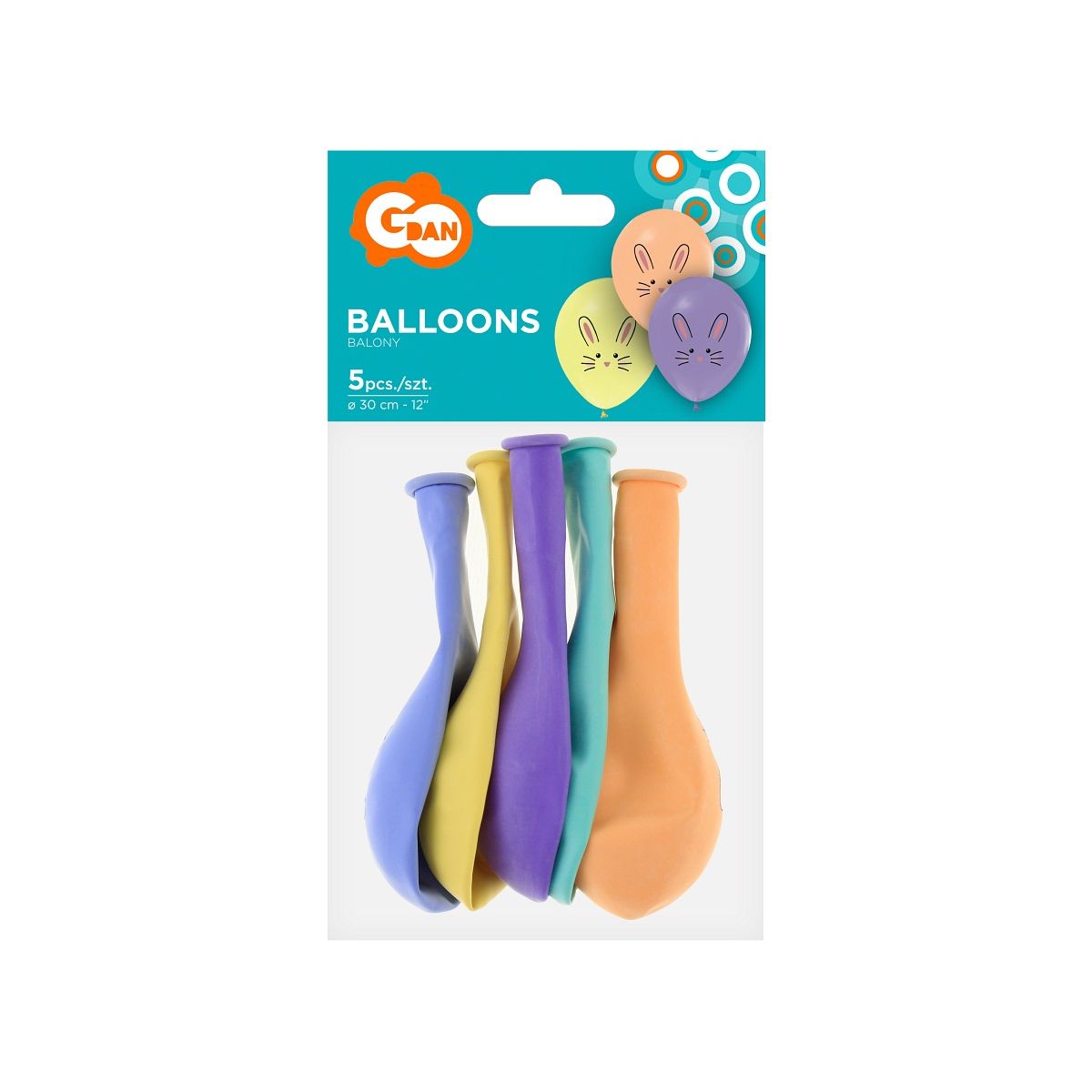 Balon gumowy króliczki 5 szt. mix 30mm 12cal Godan (GZ-KRO5)