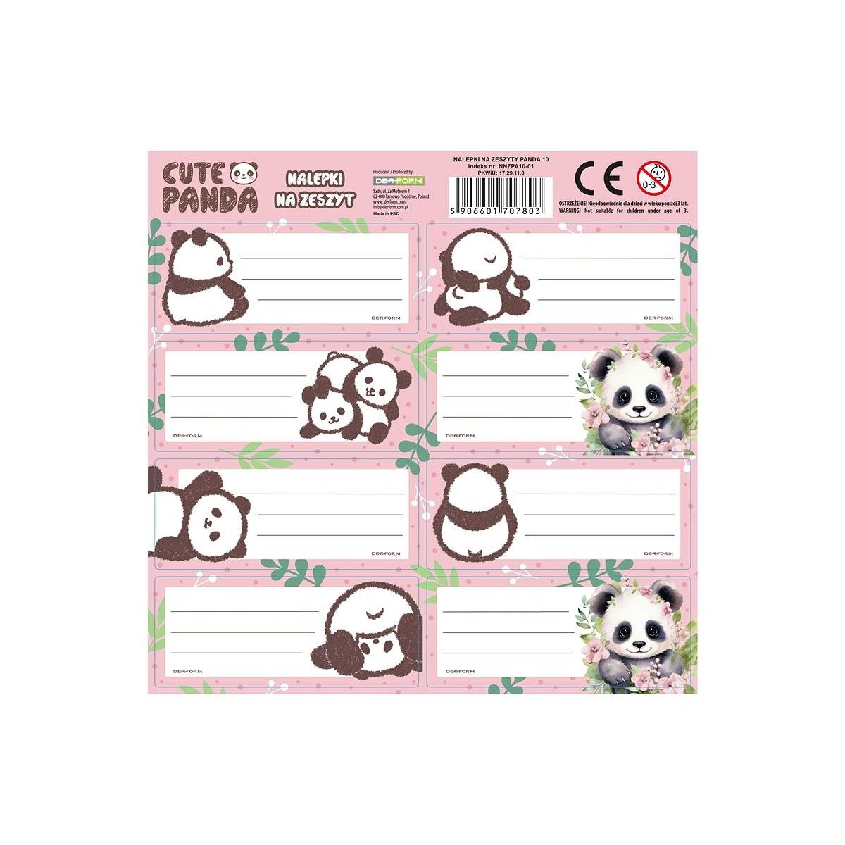 Naklejka na zeszyt Derform Panda (NNZPA10)