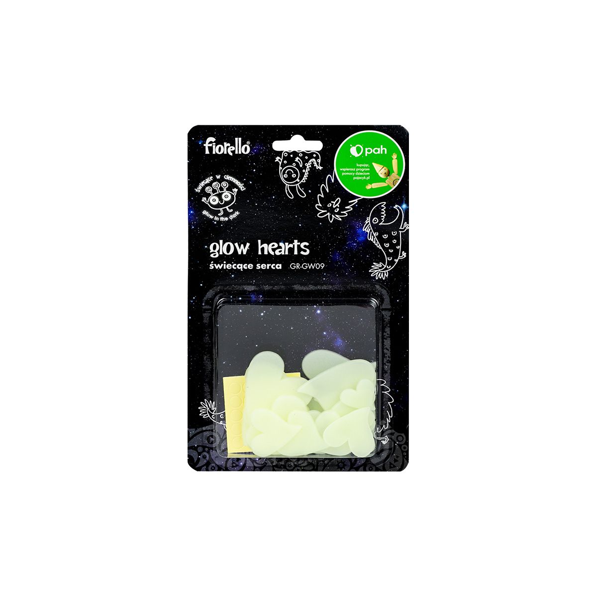 Naklejka ścienna Fiorello Fluorescencyjna serca miks 24 szt (170-2805)
