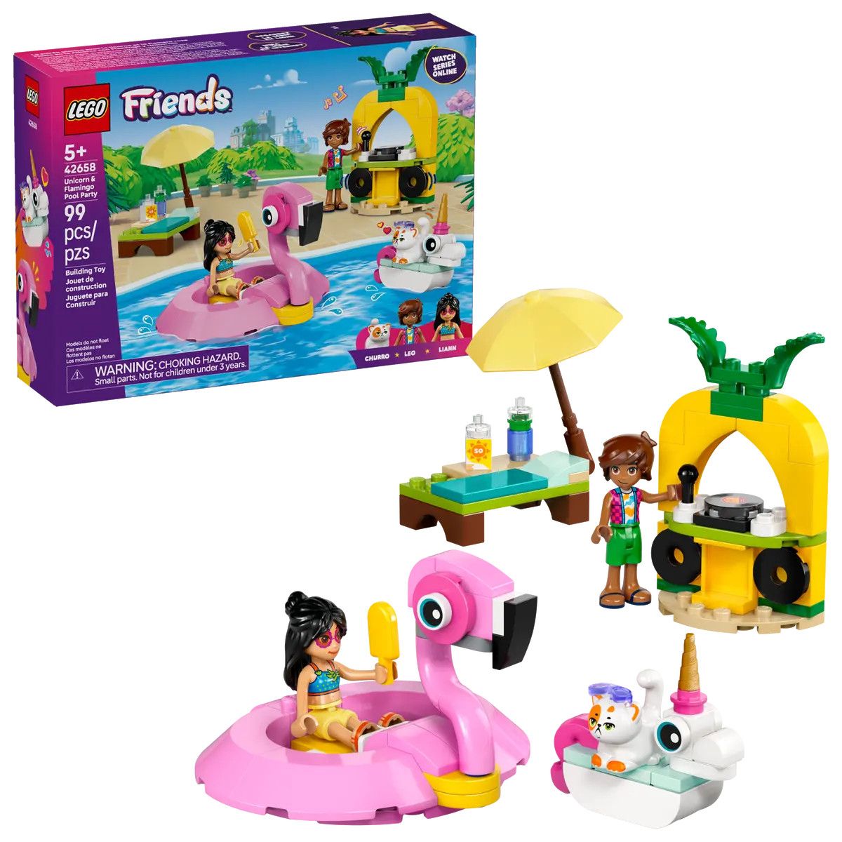 Klocki konstrukcyjne Friends Impreza na basenie z jednorożcem i flamingiem Lego (42658)