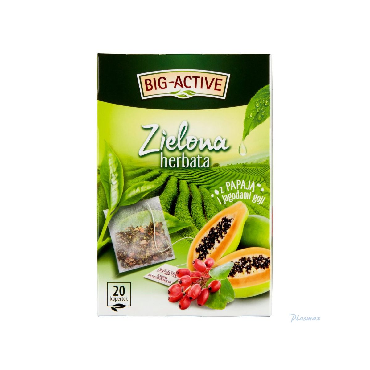 Herbata Big Active zielona papaja i jagody goji 20 saszetek