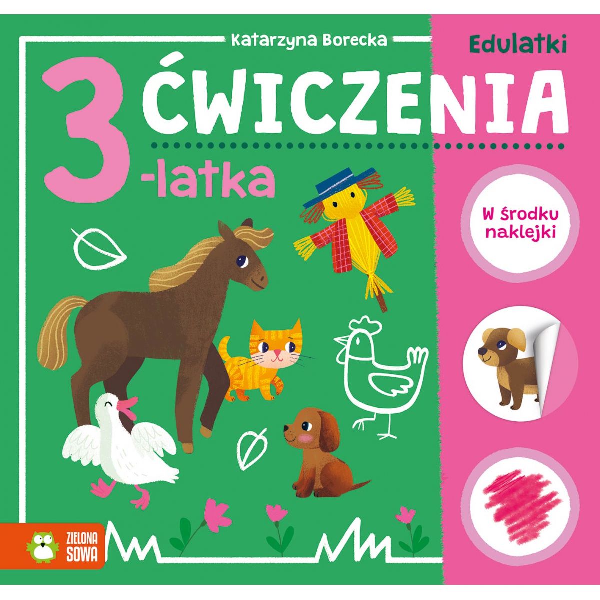 Książeczka edukacyjna Zielona Sowa Edulatki. Ćwiczenia 3-latka