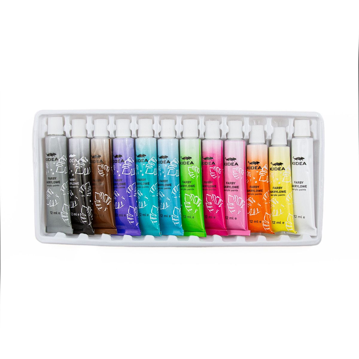 Farby akwarelowe Neonowe 12ml 12 kolor. Kidea (FAAN12KA)