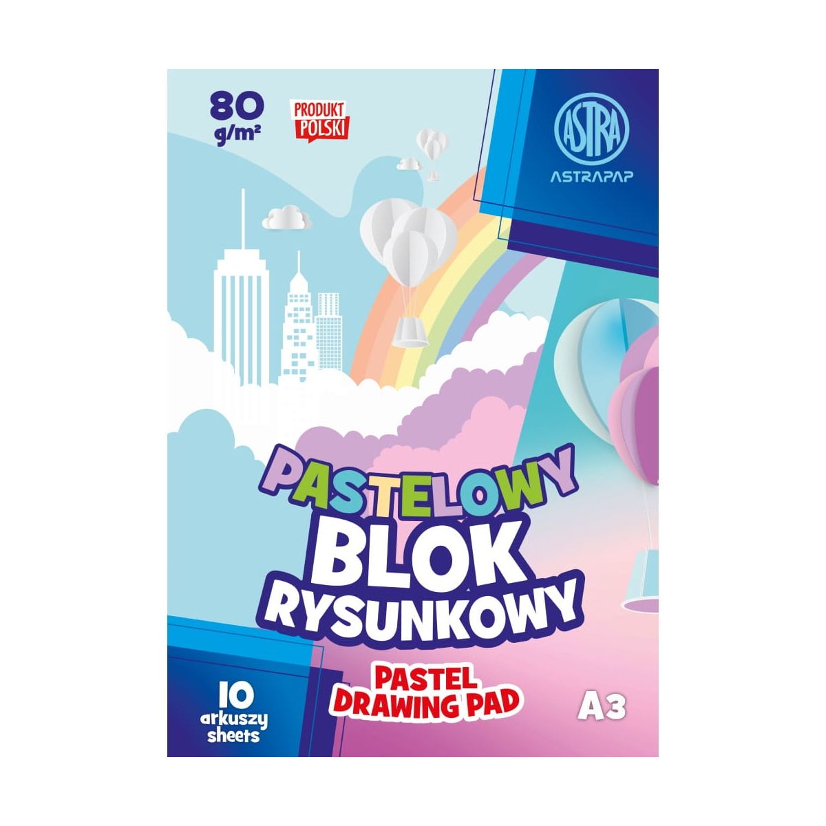 Blok rysunkowy Astrapap kolorowy pastel A3 mix 80g 10k (106022002)