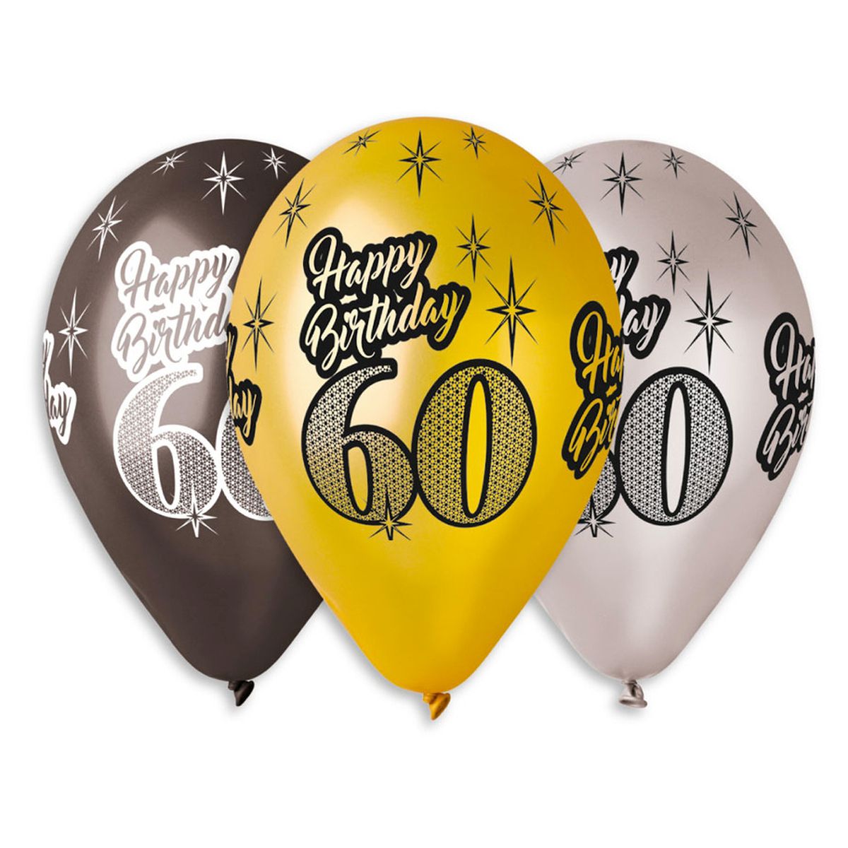 Balon Premium Happy Birthday 60 metaliczny 12`/6 szt