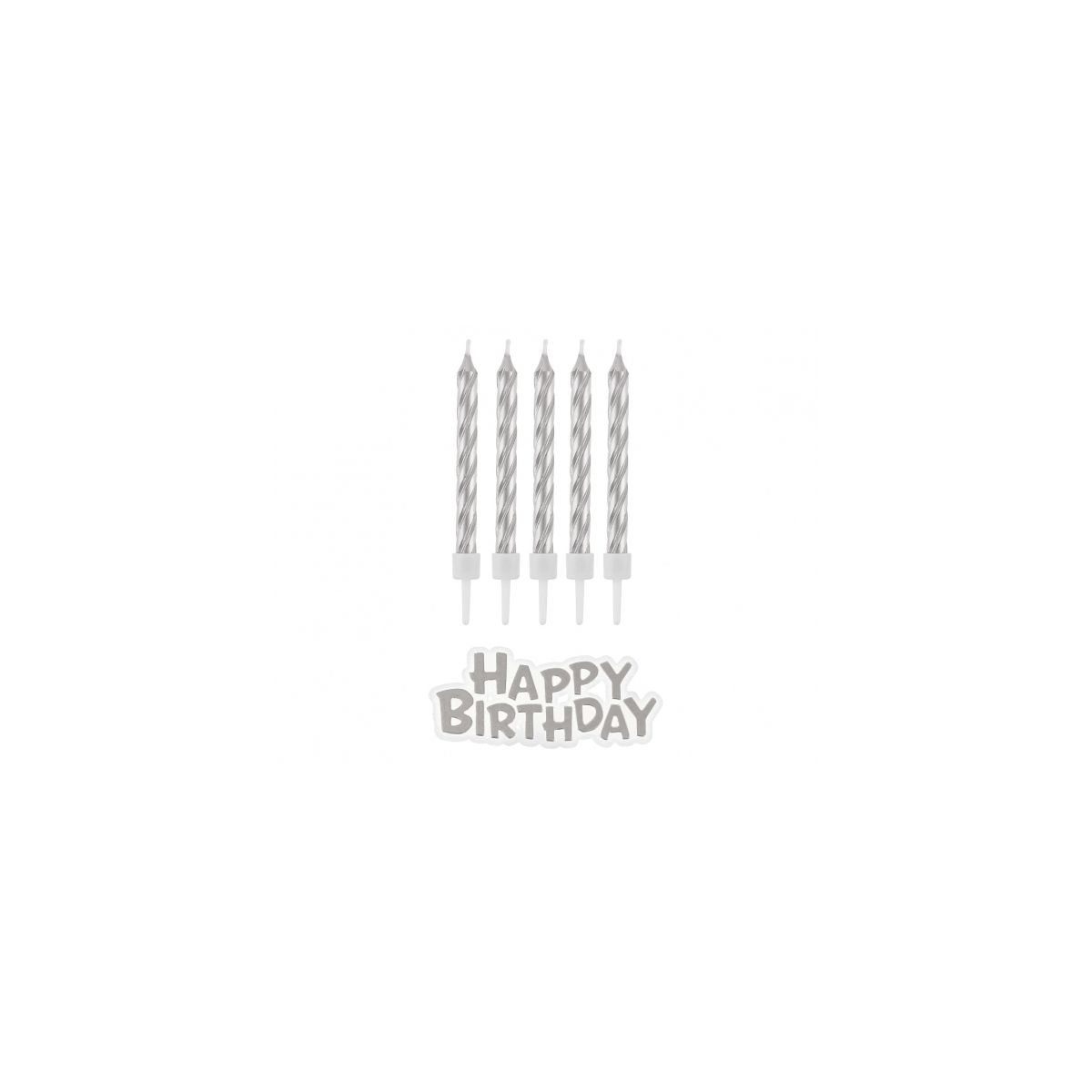 Świeczka urodzinowa Godan Happy Birthday, srebrne, 16 szt (SF-HBSR)