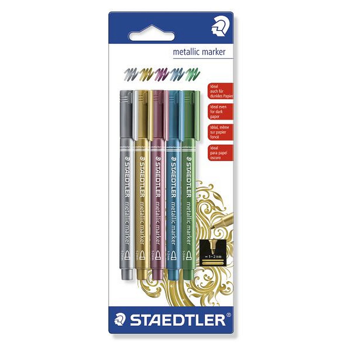 Marker permanentny Staedtler melaiczny mix 1,0-2,0mm okrągła końcówka (8323BK5)