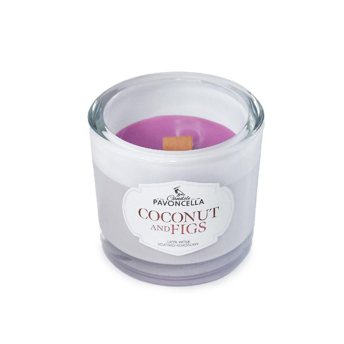 Świeczka ozdobna Pavoncella Classico Coconut and Figs biała 170g (5905711530486)