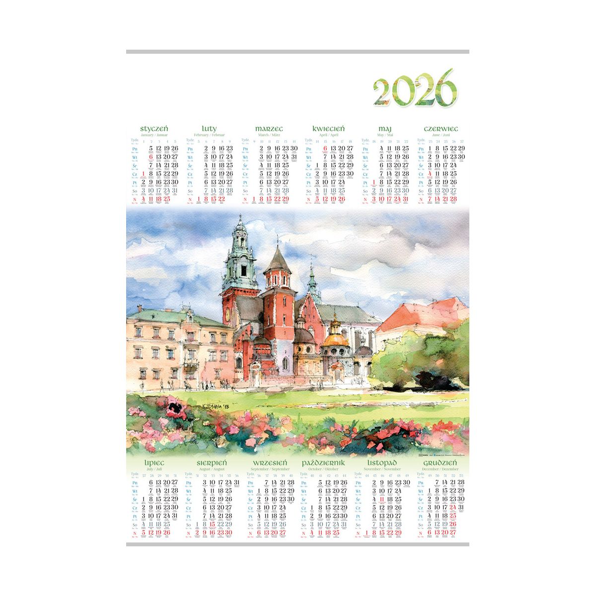 Kalendarz ścienny RUCZAJ plakatowy 607mm x 880mm Lucrum (PL09)