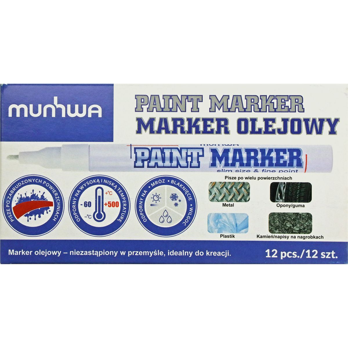 Marker olejowy Munhwa, biały 1,0mm okrągła końcówka (8801006713183)