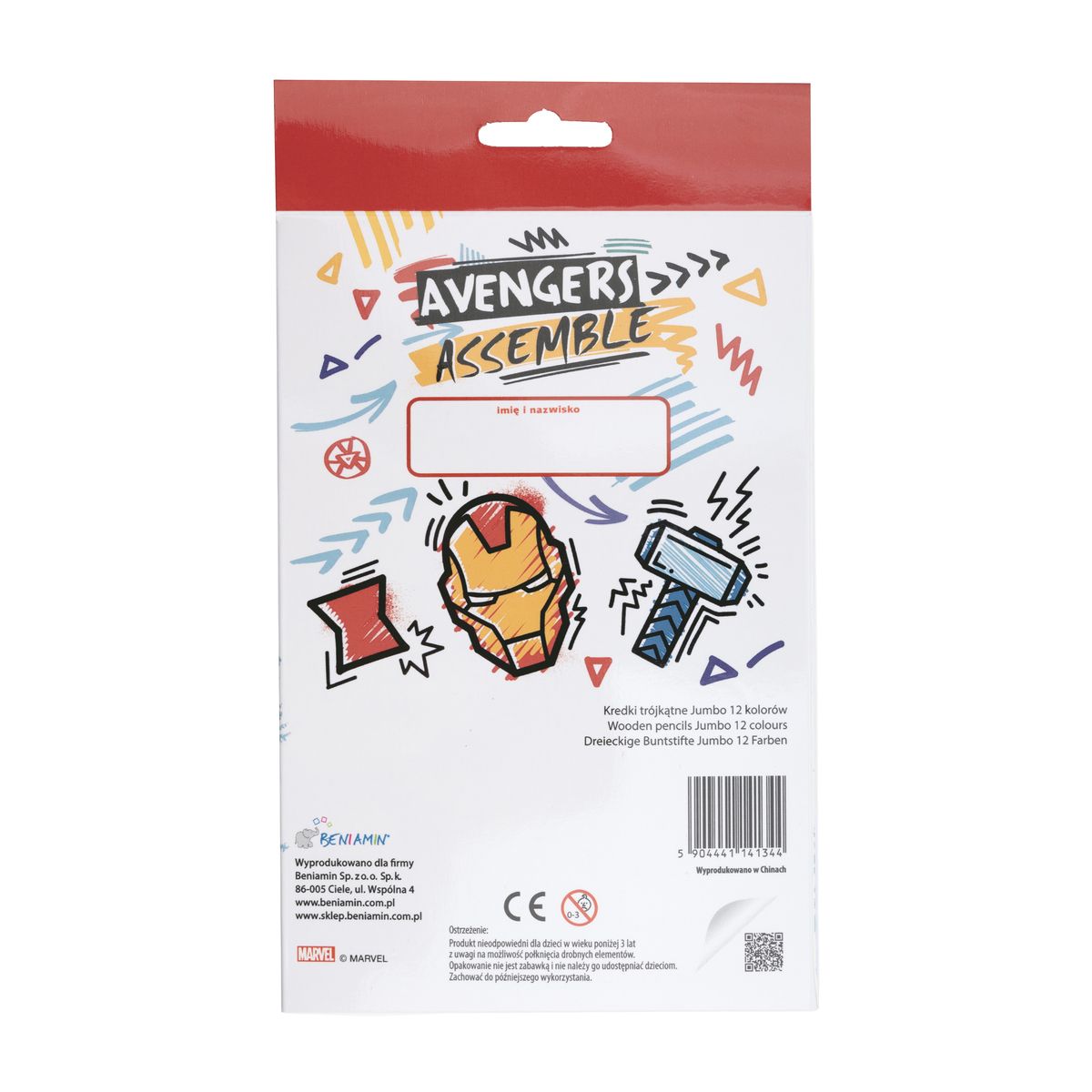 Kredki ołówkowe Beniamin Avengers trójkątne 12 kol.