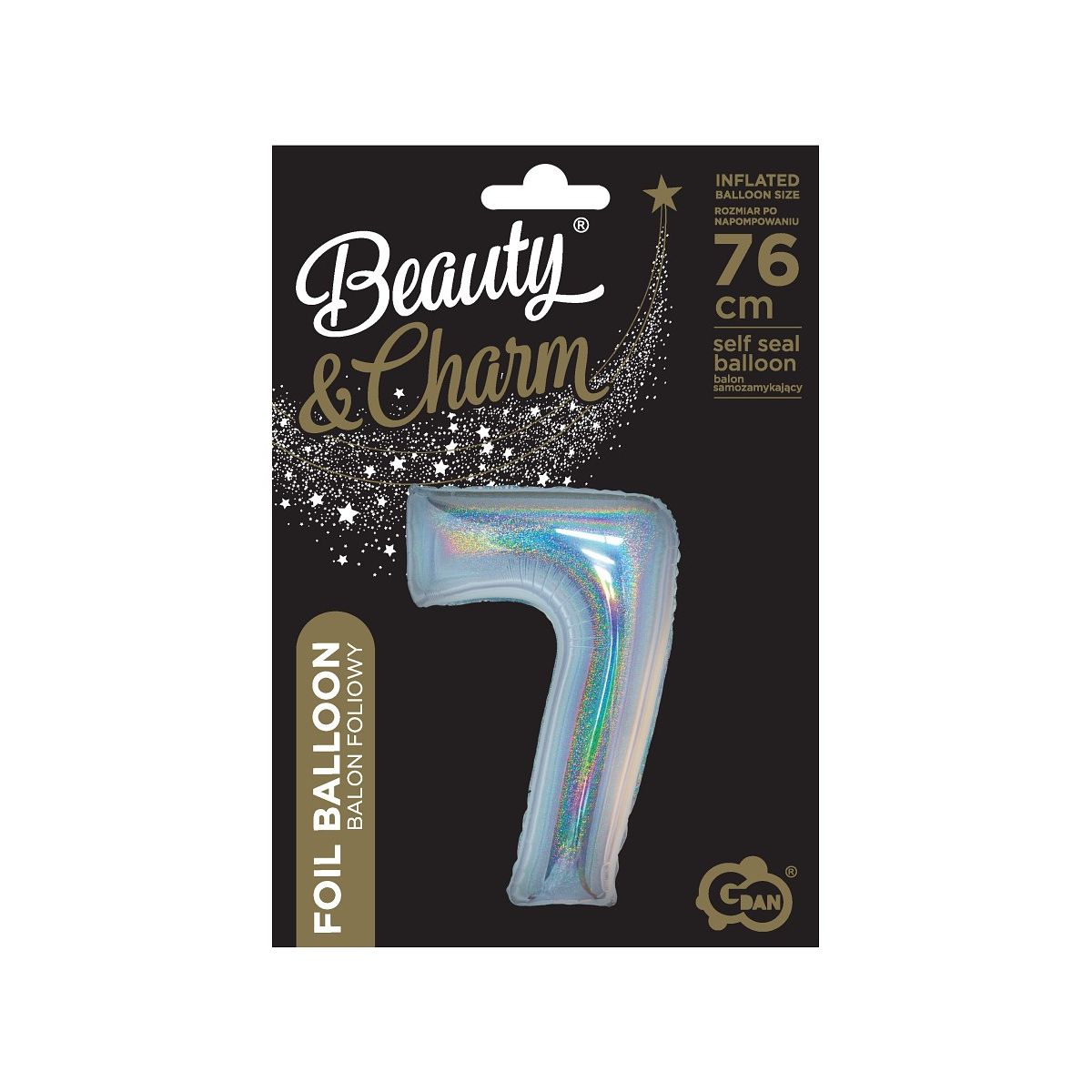 Balon foliowy Godan Beauty&Charm Cyfra 7 holograficzna 76cm (CH-BHS7)