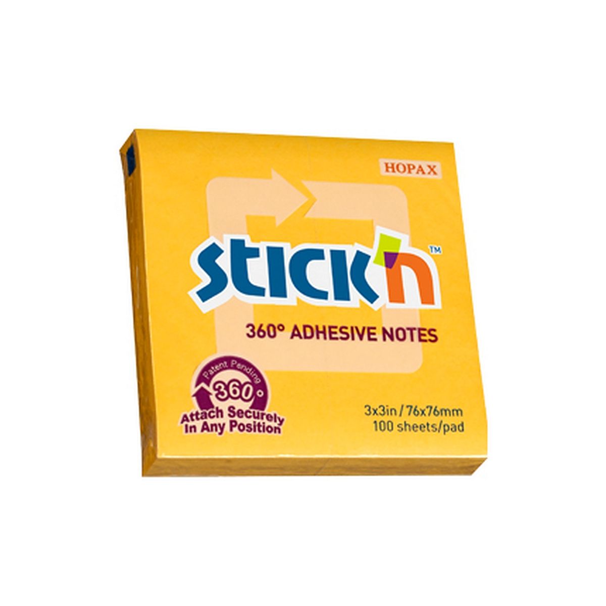 Notes samoprzylepny (karteczki) Stick'n 360 stopni żółty ciemny 100k [mm:] 76x76 (21551)