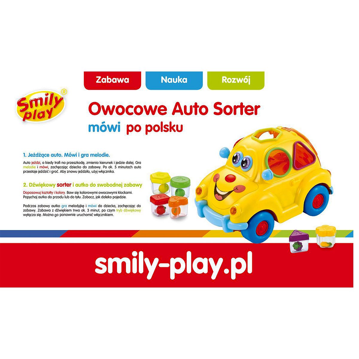 Sorter Smily Play Zabawne auto z muzyką i światłem (SP83668)