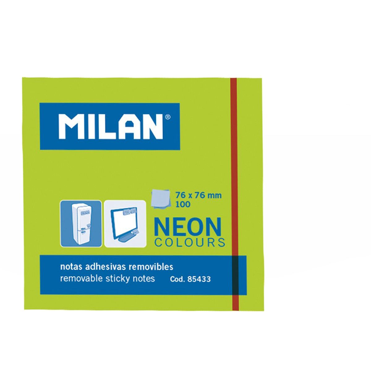 Notes samoprzylepny Milan Neon zielony 100k [mm:] 10x76 (85433)