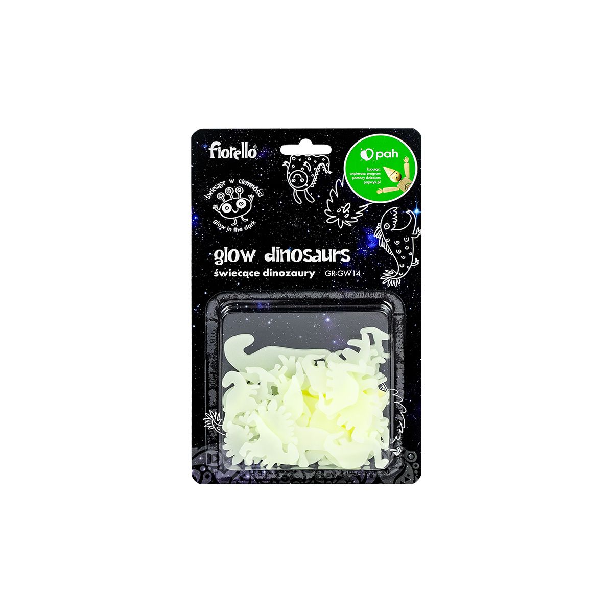 Naklejka ścienna Fiorello Fluorescencyjna 24 szt dinozaury (170-2810)