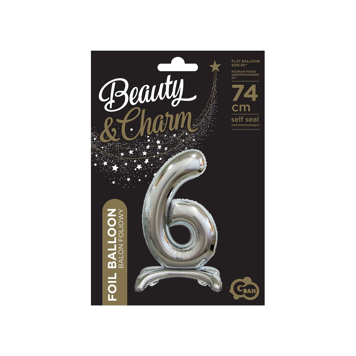 Balon gumowy Godan Beauty&Charm cyfra stojąca srebrna srebrny 30cal (BC-ASS6)