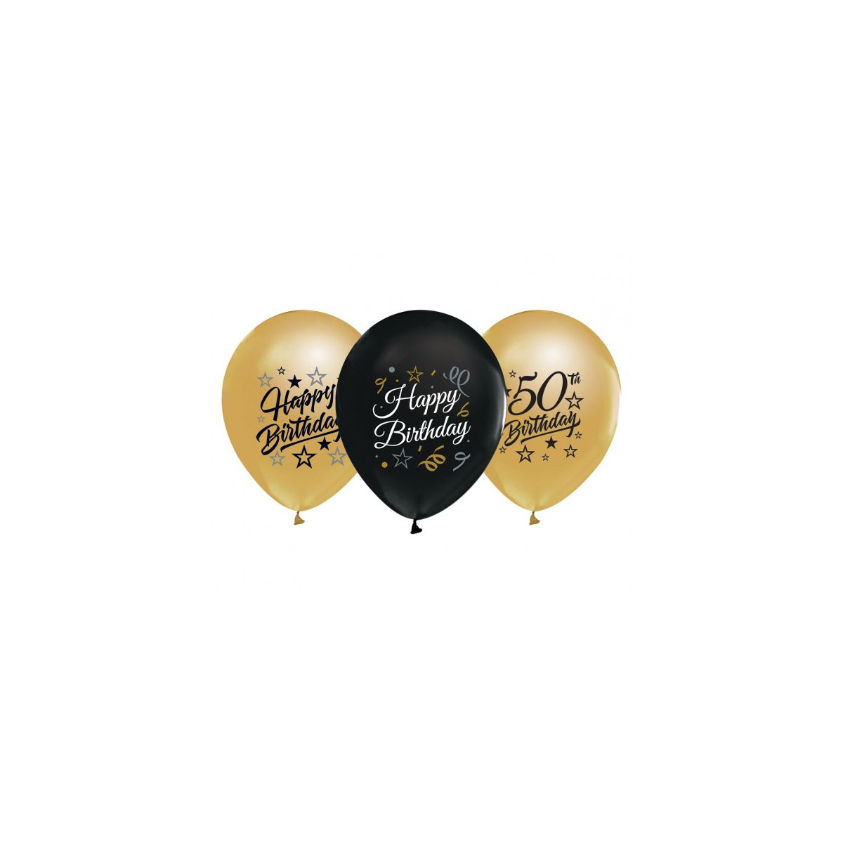 Balon gumowy Godan 50th Birthday czarno złote czarny 300mm 12cal (GP-ZC50)