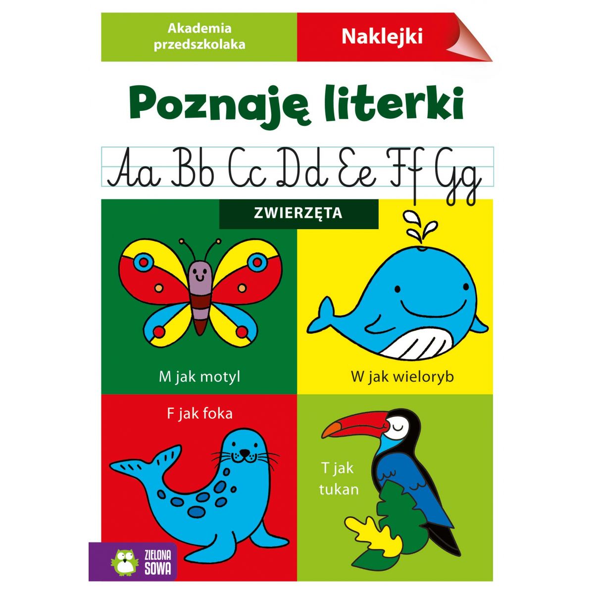 Książeczka edukacyjna Zielona Sowa Akademia przedszkolaka. Poznaję literki. Zwierzęta