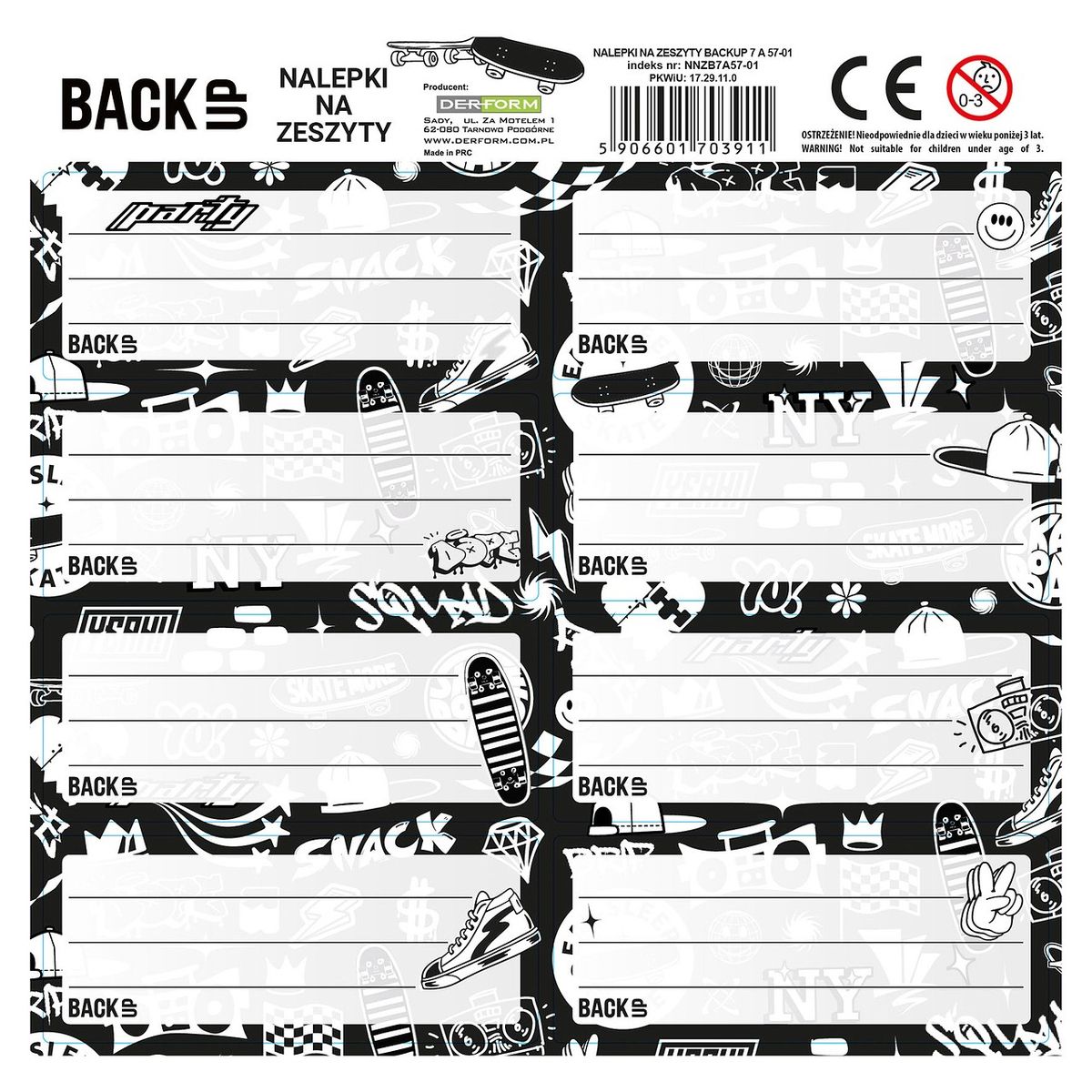 Naklejka na zeszyt Derform Backup 7 (NNZB7A57)