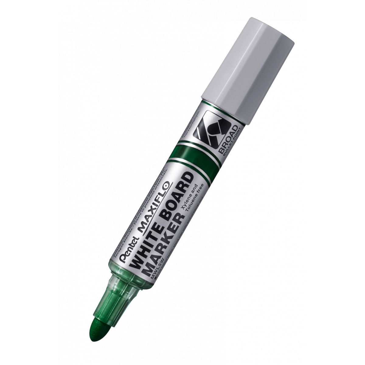 Marker suchościeralny Pentel zielone 3-3,3mm okrągła końcówka (MWL5W-DX)