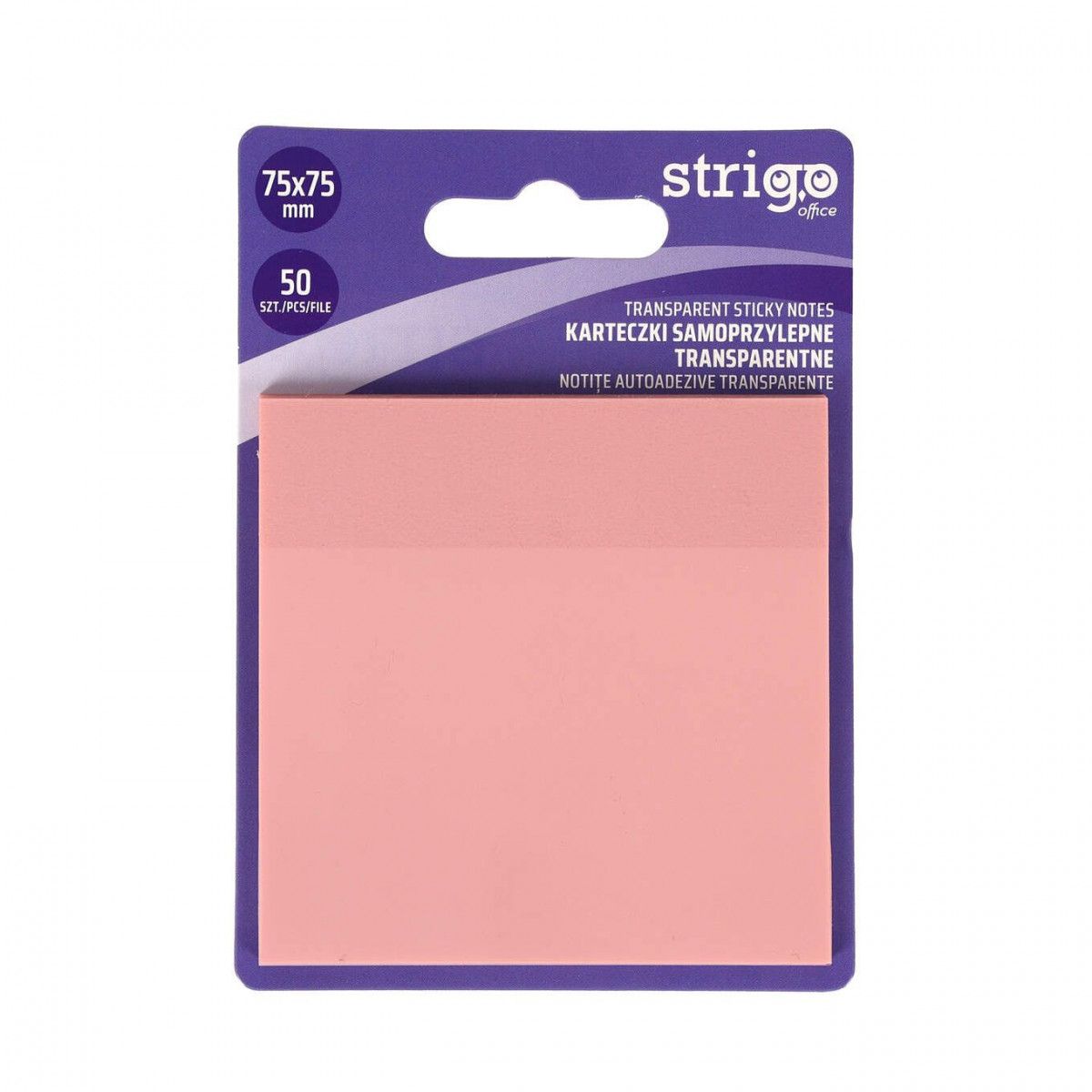Notes samoprzylepny (karteczki) Strigo NEONOWE różowy jasny 50k [mm:] 75x75 (SSN026)