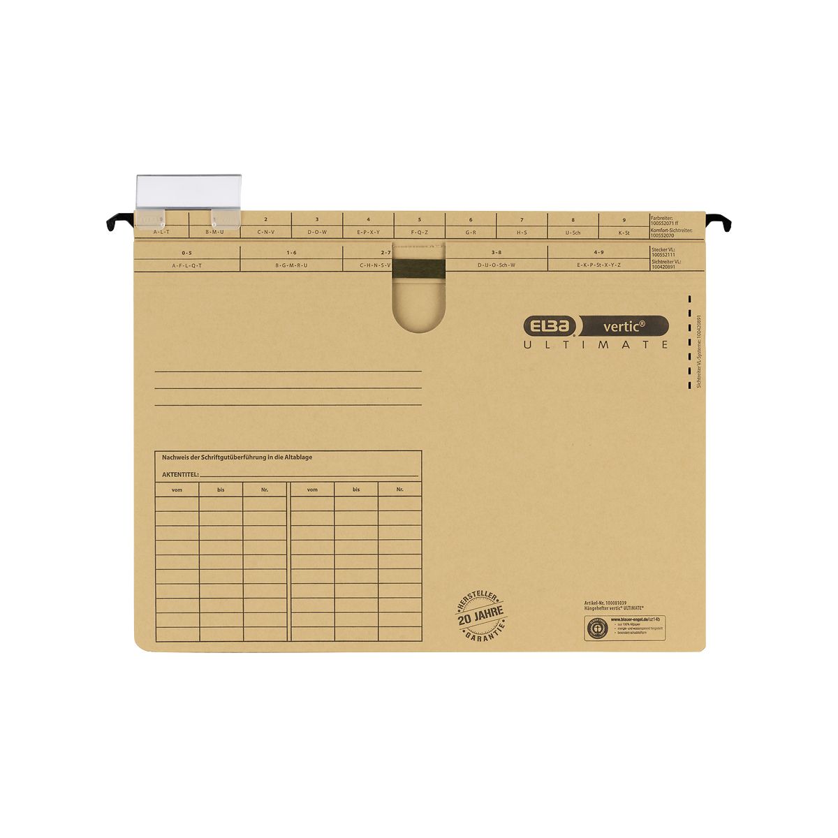 Skoroszyt Elba Vertic Ultimate wiszący A4 brązowy karton 230g (100081039)