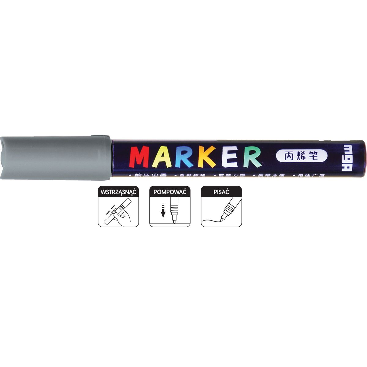 Marker permanentny M&G szary 1-2mm okrągła końcówka (MG APL910-80)