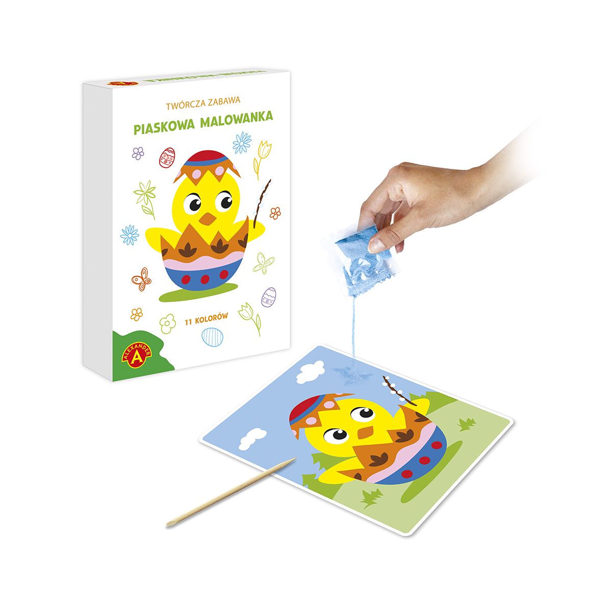 Książeczka edukacyjna Alexander kurczak wielkanocny paskowe malowanki