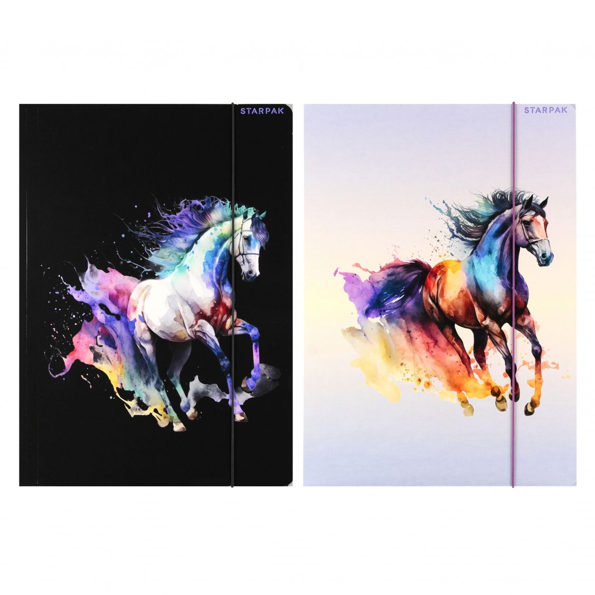 Teczka kartonowa na gumkę Horses A4 mix Starpak (559714)