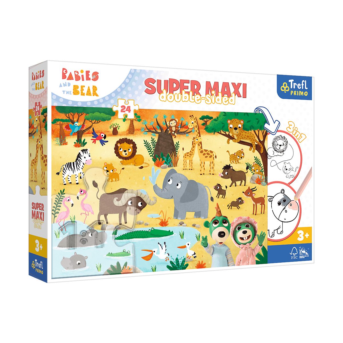 Puzzle Trefl Bobaski I Miś Super maxi Bobaski na safari 24 el. (41009)