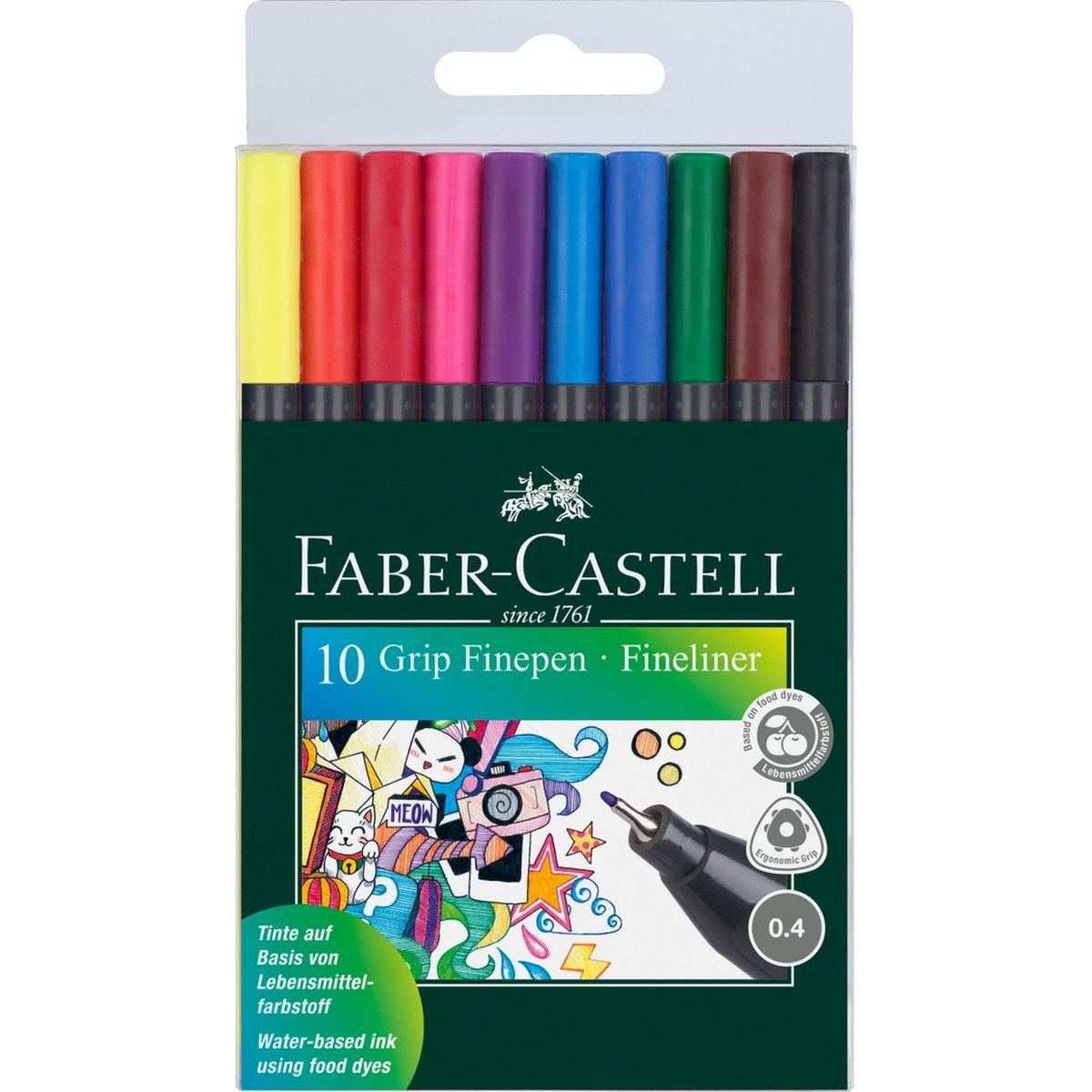 Cienkopisy Faber-Castell Grip Finepen 0,4 10 kolorów (FC151610)