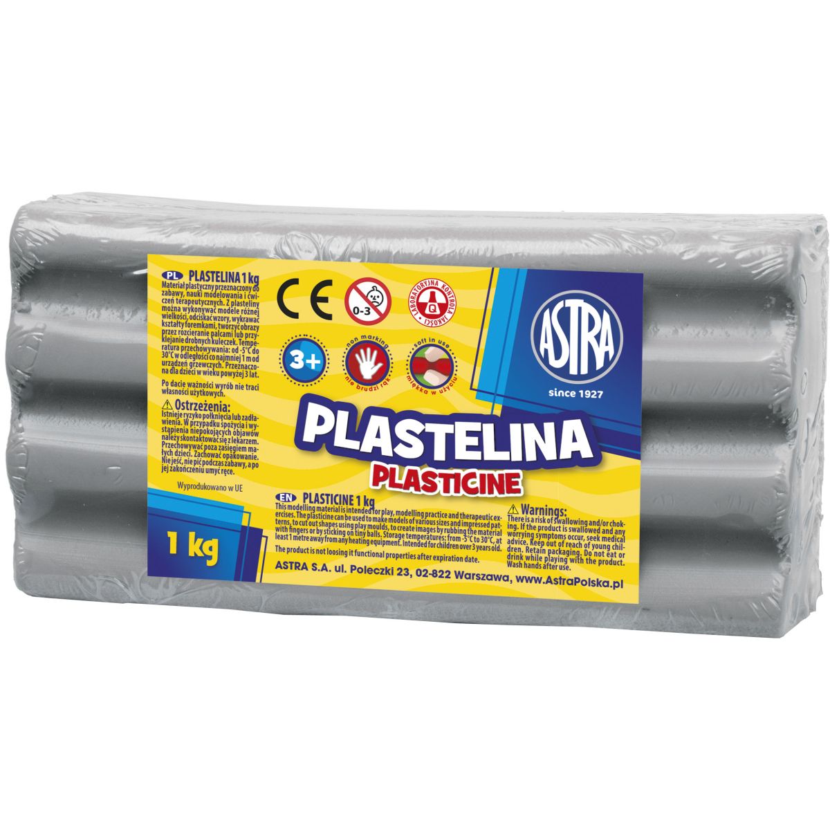 Plastelina Astra 1 kol. popielata 1000g (303111023)