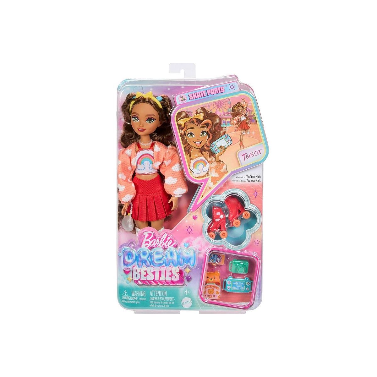 Lalka Barbie Dream Besties modowa Teresa na wrotkach + akcesoria [mm:] 290 (JFX98)