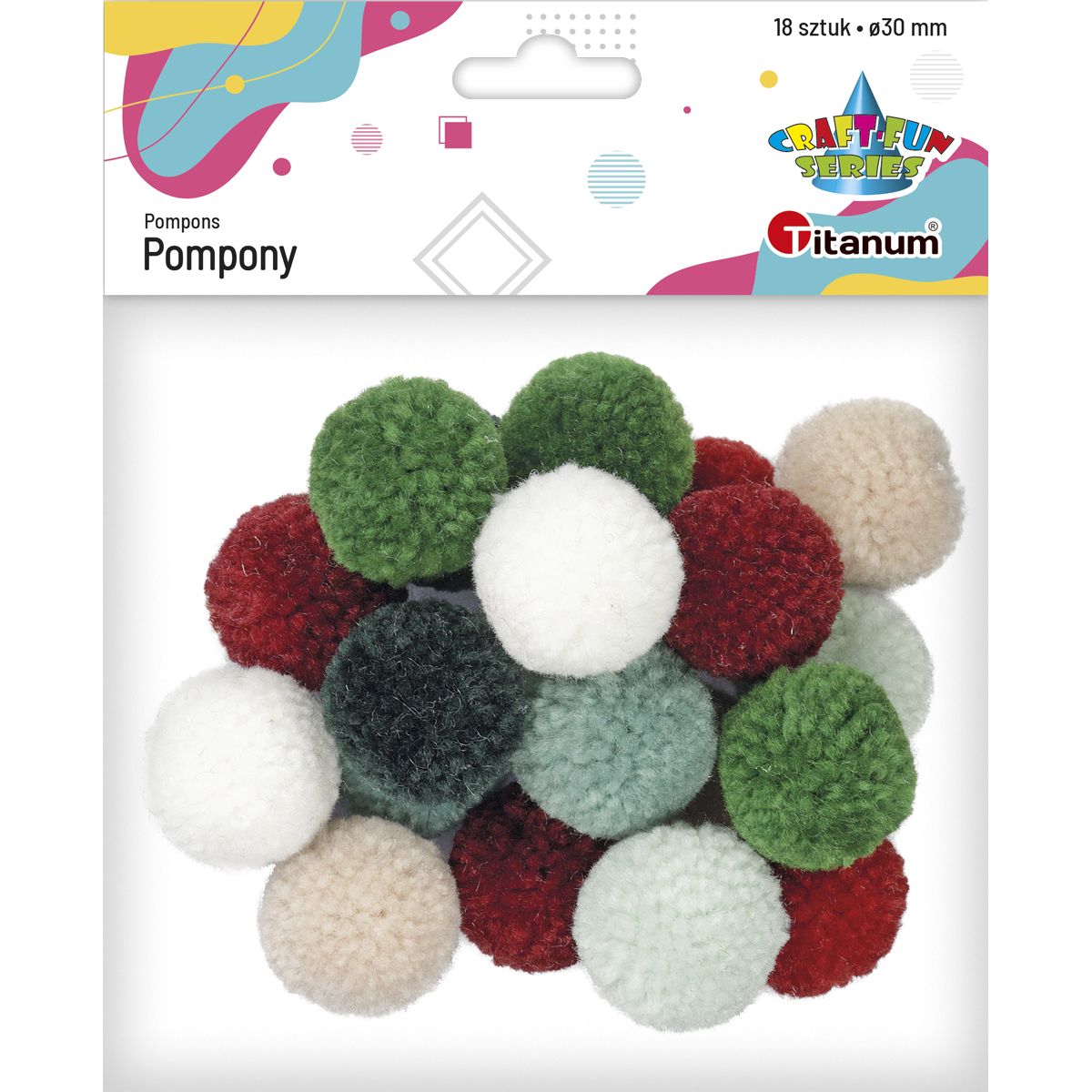 Pompony Titanum Craft-Fun Series pastelowe mix 18 szt (DIY19308)