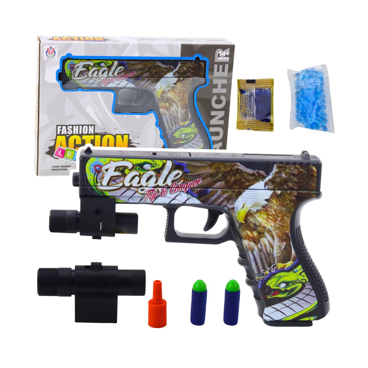 Pistolet Lean Na Kulki Wodne Strzałki Piankowe Laser Nadruk Orzeł (24263)
