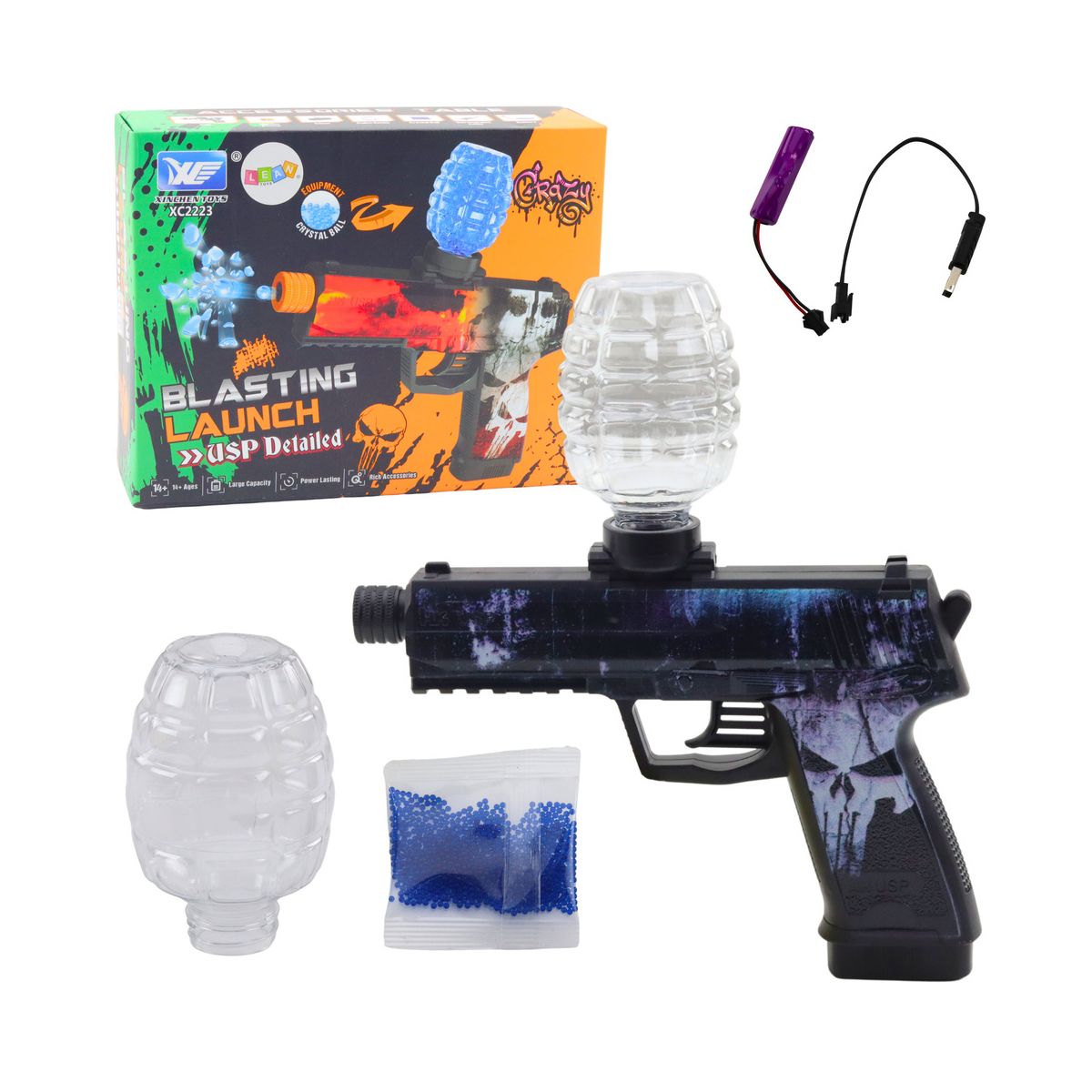 Pistolet Lean Automatyczny Na Kulki Wodne Żelowe Czaszka (24829)