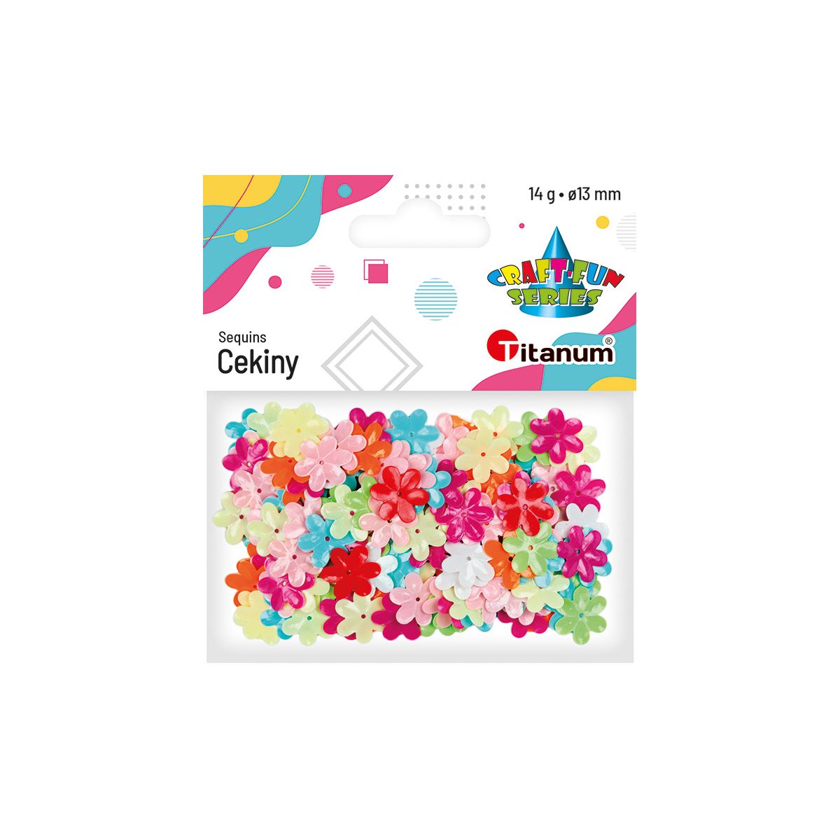 Cekiny Titanum Craft-Fun Series kwiatki kolorowe 14g (CK061)