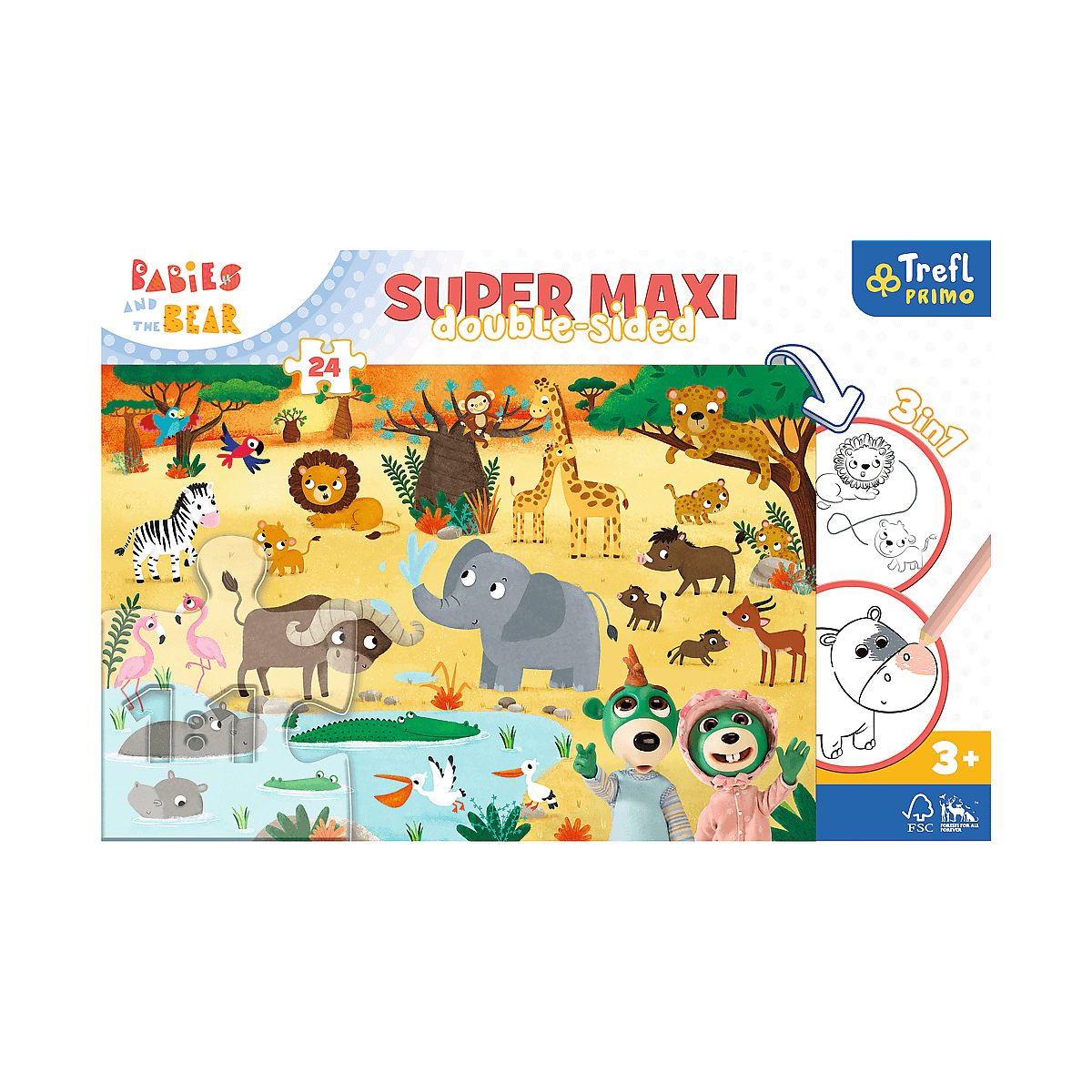 Puzzle Trefl Bobaski I Miś Super maxi Bobaski na safari 24 el. (41009)