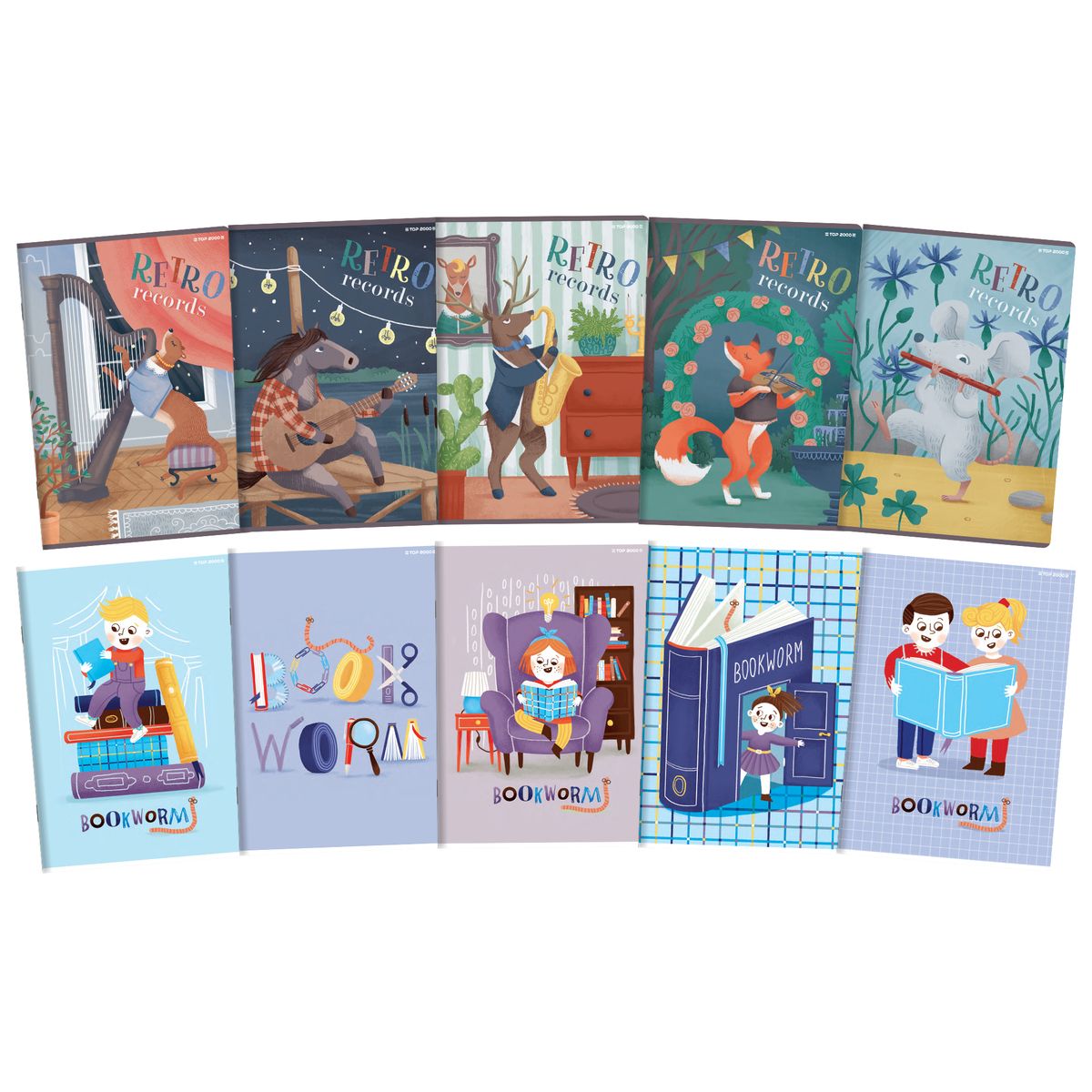 Zeszyt Top 2000 BOOKWORM/RETRO A5 32k. 70g krata (400169402)