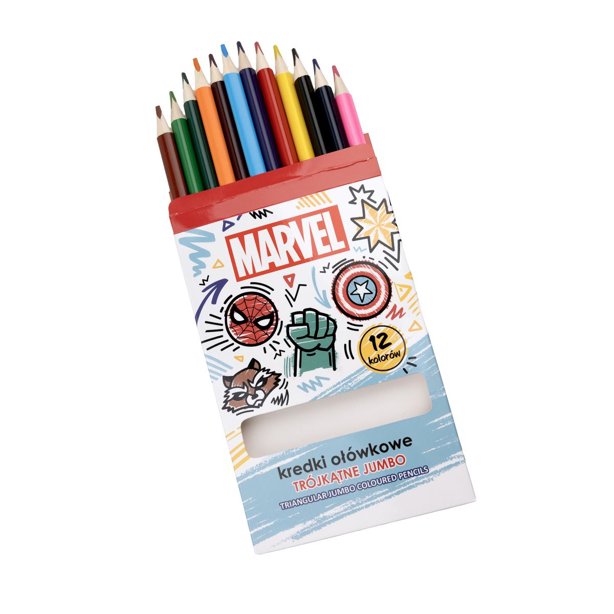 Kredki ołówkowe Beniamin Avengers trójkątne 12 kol.
