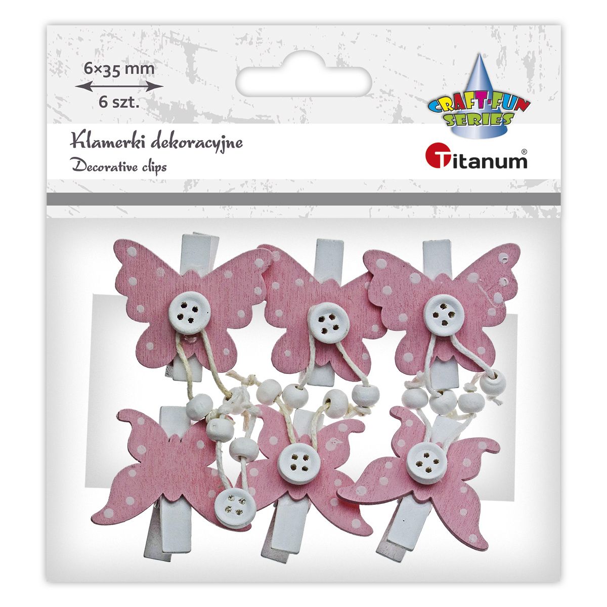 Ozdoba drewniana Titanum Craft-Fun Series klamerki z motylami (19AQE0701)