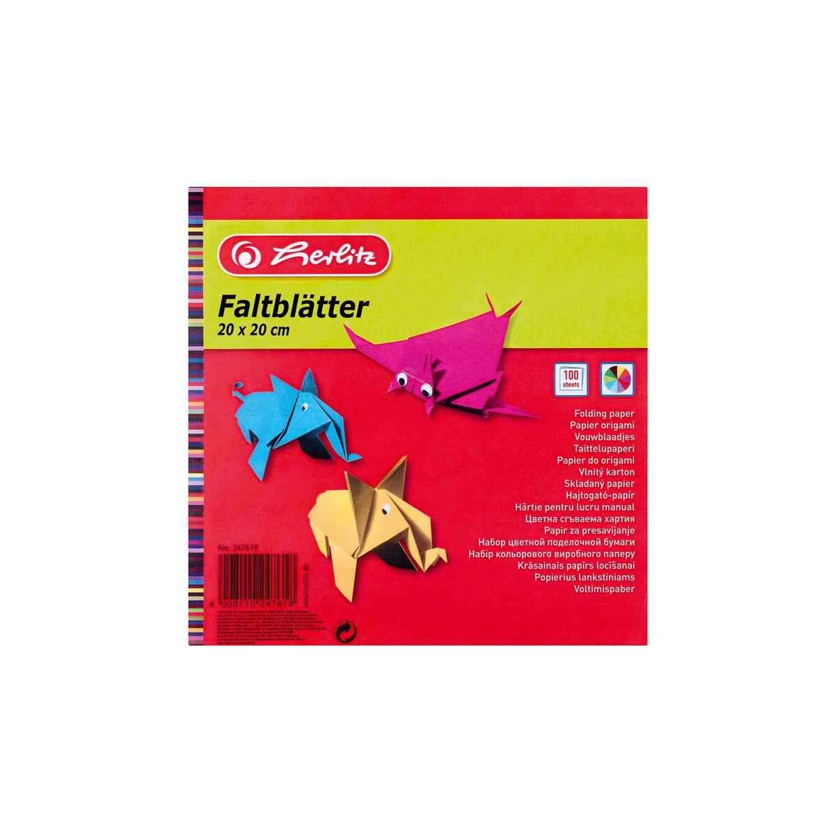 Zeszyt papierów kolorowych Herlitz 20x20 origami 247619 (300003930)
