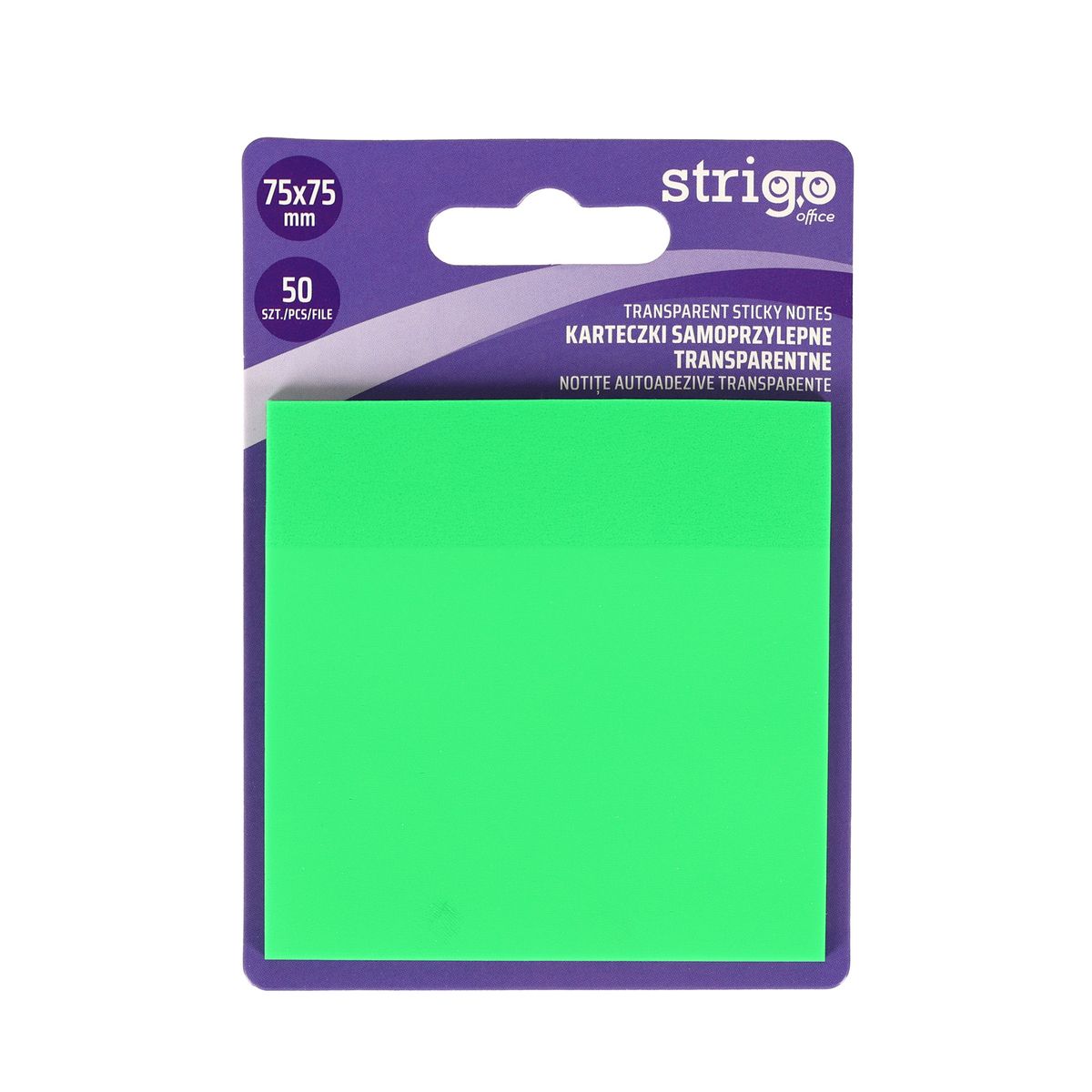 Notes samoprzylepny (karteczki) Strigo NEONOWE zielony 50k [mm:] 75x75 (SSN033)