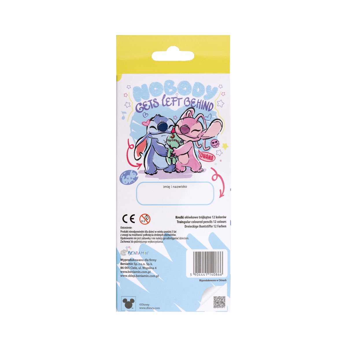 Kredki ołówkowe Beniamin Stitch trójkątne 12 kol.