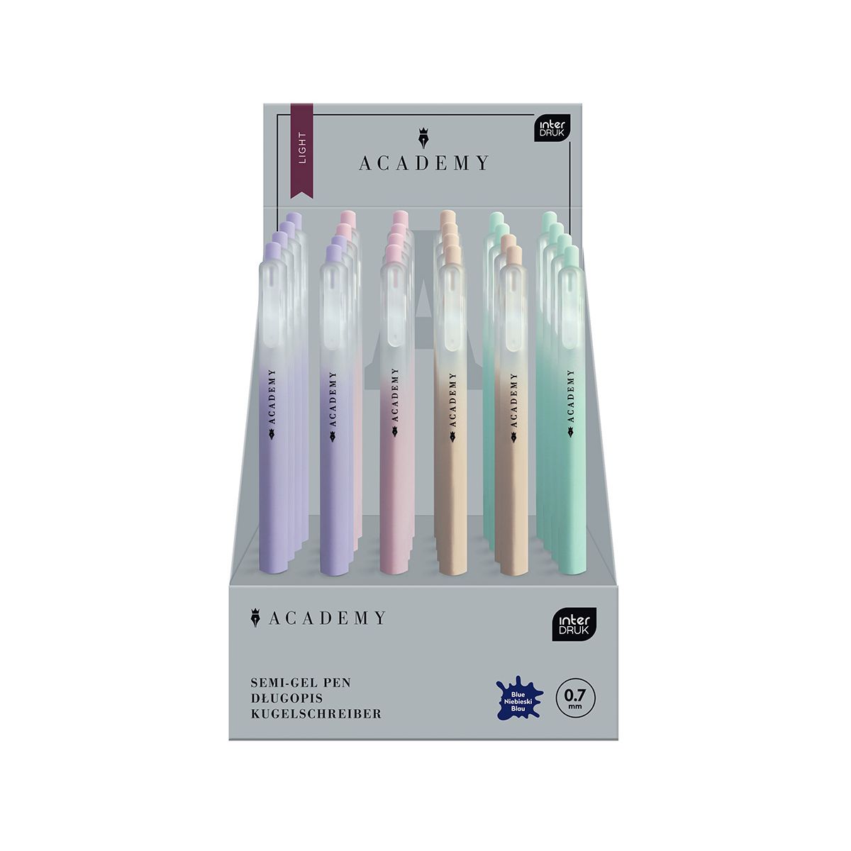 Długopis olejowy ACADEMY LIGHT Pastel niebieski 0,7mm Interdruk