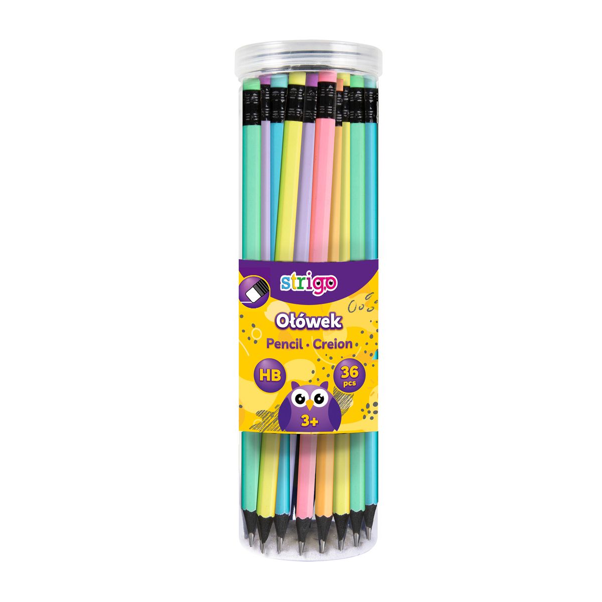 Ołówek Strigo HB pastelowy z gumką 5902315575684 HB (SSC283)